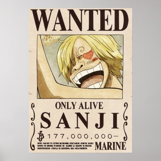 Eén stuk Sanji 2de wilde Poster (Voorkant)