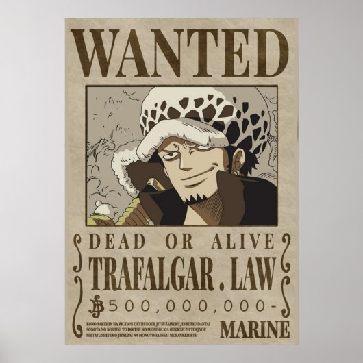 Eén stuk Trafalgar Law wilde Poster (Voorkant)