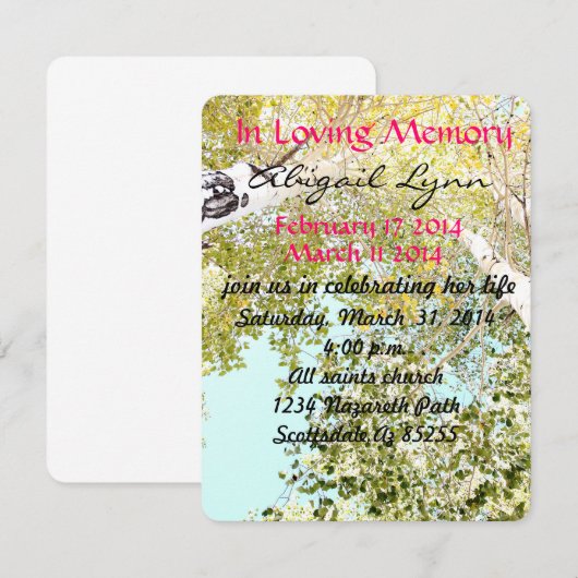 Een stuk van de uitnodiging voor de uitvaart van d (Voorkant / Achterkant)