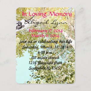 Een stuk van de uitnodiging voor de uitvaart van d