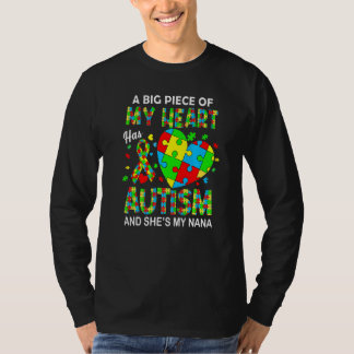 Een stuk van mijn hart heeft autisme mijn nana t-shirt