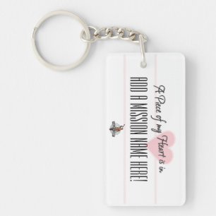 Een stuk van mijn hart is in (naam van de missie h sleutelhanger