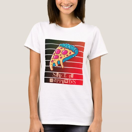 Een stukje geluk met pizza t-shirt (Voorkant)