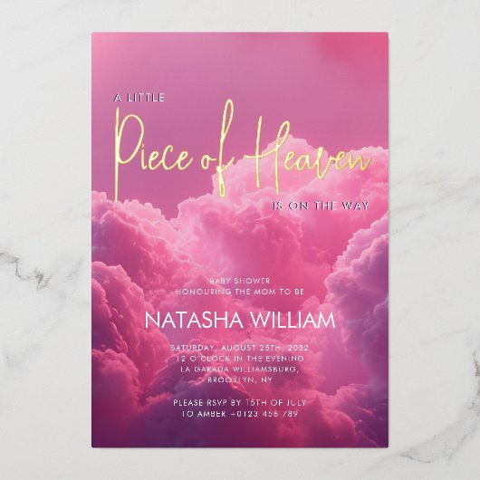 Een stukje hemel is op komst Droomachtig Magisch Folie Uitnodiging (Voorkant)