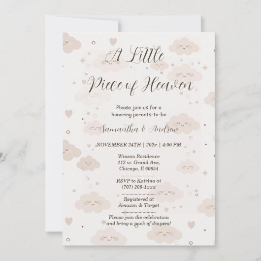 Een stukje hemels Baby shower Kaart (Voorkant)