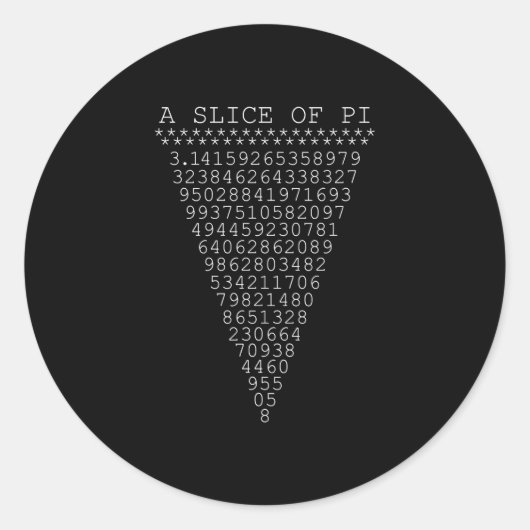 Een stukje pi-cijfers ronde sticker (Voorkant)