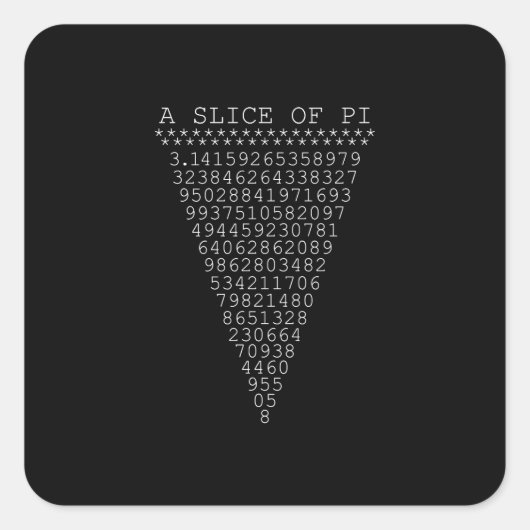 Een stukje pi-cijfers vierkante sticker (Voorkant)