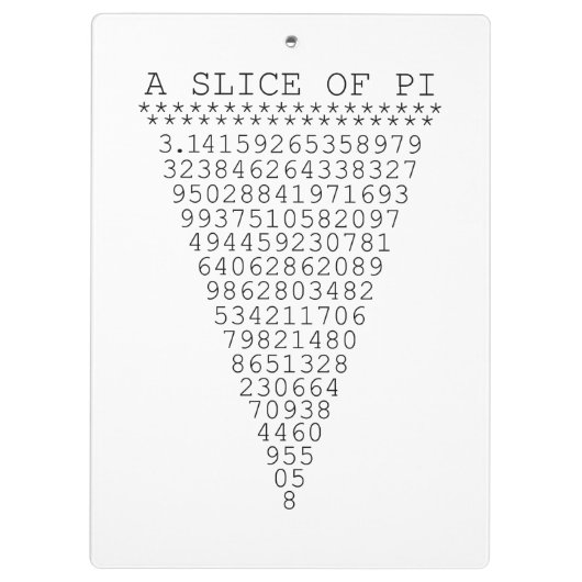 Een stukje Pi-nummers Klembord (Achterkant)