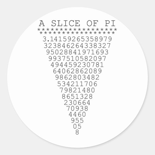 Een stukje Pi-nummers Ronde Sticker (Voorkant)