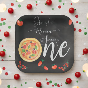 Een stukje plezier, eerste pizza verjaardag papieren bordje