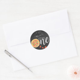 Een stukje plezier, eerste pizza verjaardag ronde sticker