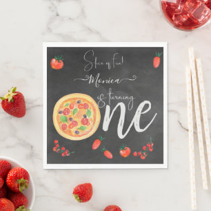 Een stukje plezier, eerste pizza verjaardag servet