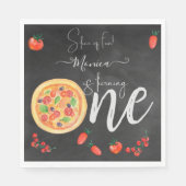 Een stukje plezier, eerste pizza verjaardag servet (Voorkant)