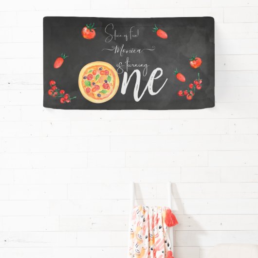 Een stukje plezier, eerste pizza verjaardag spandoek (Insitu)