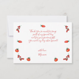 Een stukje plezier, eerste verjaardag bedankkaart