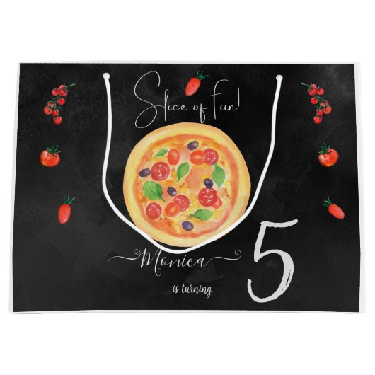 Een stukje plezier, pizza verjaardag groot cadeauzakje (Voorkant)