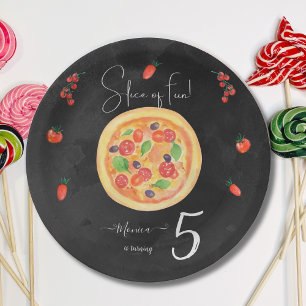 Een stukje plezier, pizza verjaardag papieren bordje