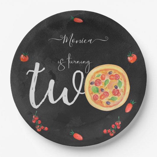 Een stukje plezier, tweede verjaardag papieren bordje (Voorkant)