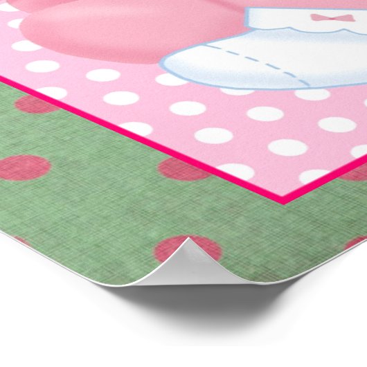 Een stutloos Beer geperst in roze Poster (Hoek)