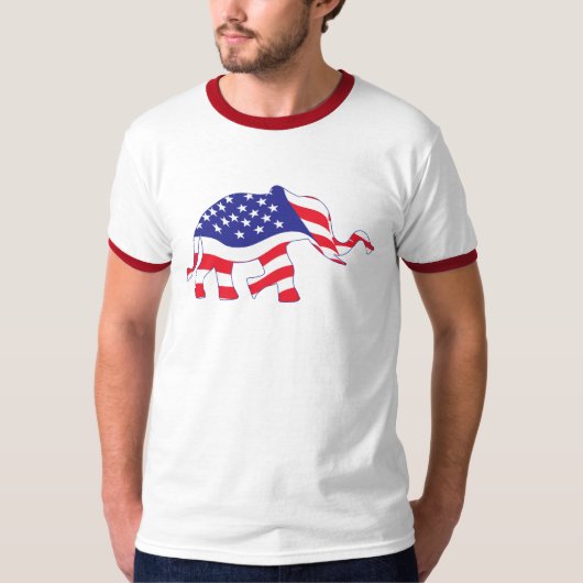 Een stutolifant van de Amerikaanse vlag T-shirt (Voorkant)