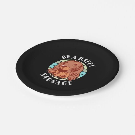 Een stutworst-hond zijn papieren bordje (Gekanteld)