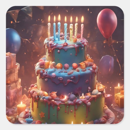 Een succesvolle verjaardag vierkante sticker (Voorkant)