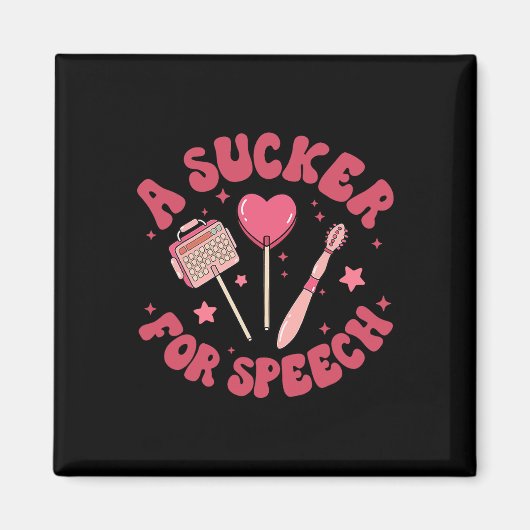 Een sucker voor spraak Valentijn SLP spraak taal Magneet (Voorkant)