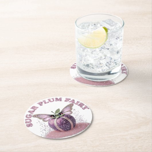 Een suikerpruimenfee ronde kartonnen onderzetter (Insitu)