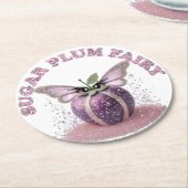 Een suikerpruimenfee ronde kartonnen onderzetter (Gebogen)