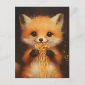 Een super schattige baby rode vos die spaghetti ee briefkaart (Voorkant)