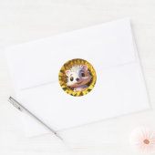 Een super schattige zonnebloem ronde sticker (Envelop)