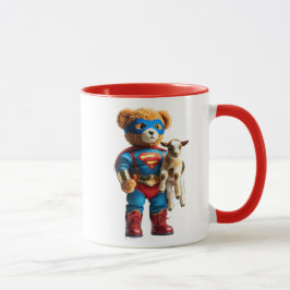 Een superheld beer met een ridder. mok