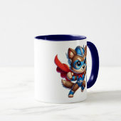 Een superheld hond met een schild in cartoonstijl. mok (Voorkant rechts)