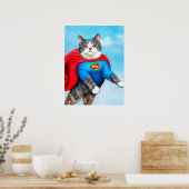 Een superheld is een leuk en eigenaardig poster (Keuken)