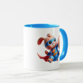 Een superheld konijn met zijn schild. mok (Voorkant rechts)