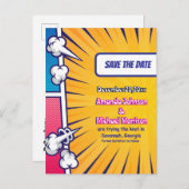 Een superheld liefdesaffaire aankondigingskaart (Voorkant / Achterkant)