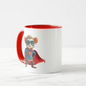 Een superheld muis met rood en masker. mok (Voorkant links)