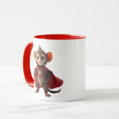 Een superheld muis met rood kapje en pak. mok (Voorkant links)