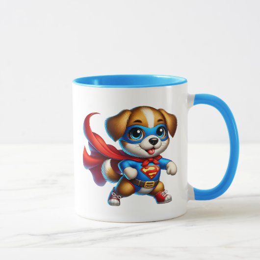 Een superheld puppy met zijn cape. mok (Rechts)