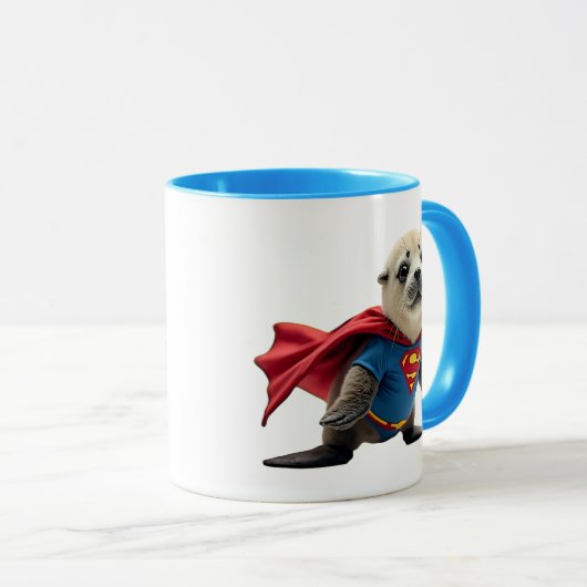 Een superheld zeehondenjongen. mok (Voorkant rechts)