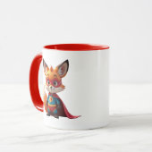 Een superheldenvos met een rood gezicht. mok (Voorkant links)