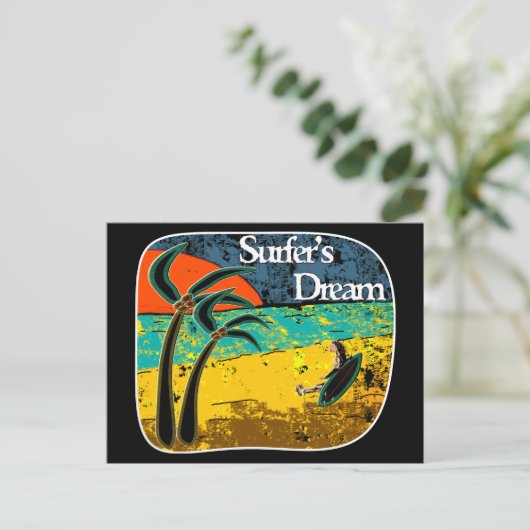 Een surferdroom briefkaart (Staand voorkant)