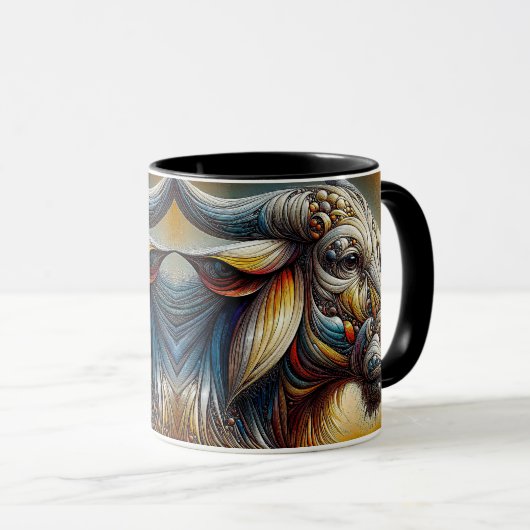 Een surrealistisch portret van een buffel. mok (Voorkant rechts)