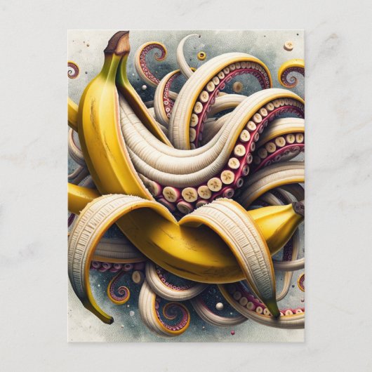 Een surrealistische banaan octopus briefkaart (Voorkant)