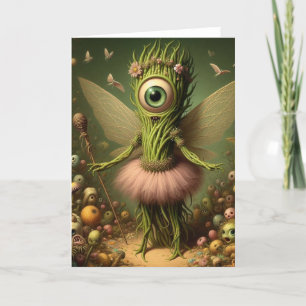 Een surrealistische eldritch aspergefee kaart