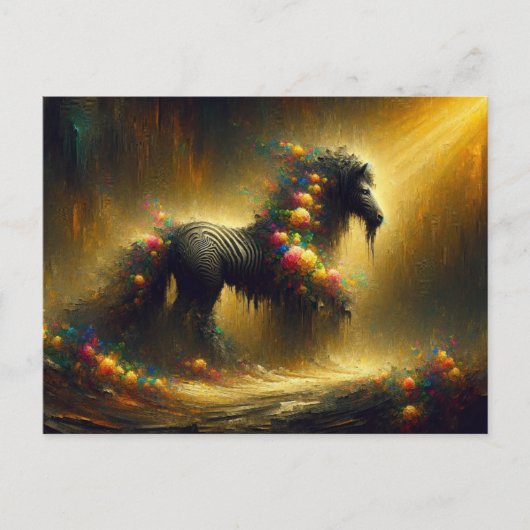 Een surrealistische florale Zebra Briefkaart (Voorkant)