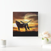 Een surrealistische paard en maanklok vierkante klok (Huis)