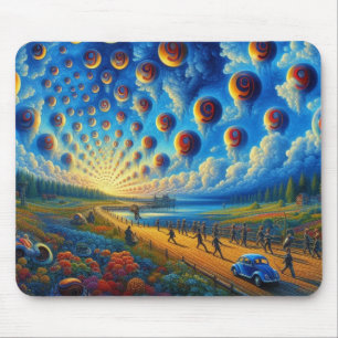 Een surrealistische reis door beeld en geluid muismat