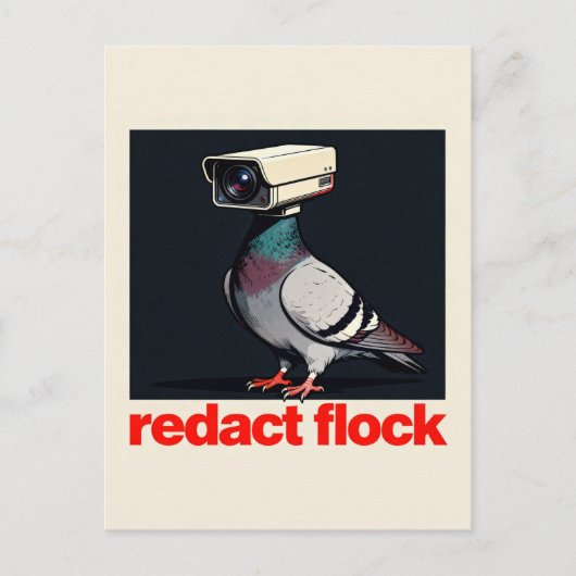Een surreële bewakingscamera duif briefkaart (Voorkant)