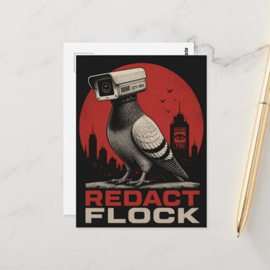 Een surreële bewakingscamera duif redactie briefkaart (Voorkant / Achterkant in situ)
